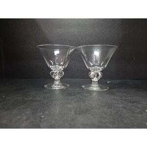 Swedish Astrid Lobed Stem Champagne Glasses, Set of 2, Vintage Sherbet Glassware